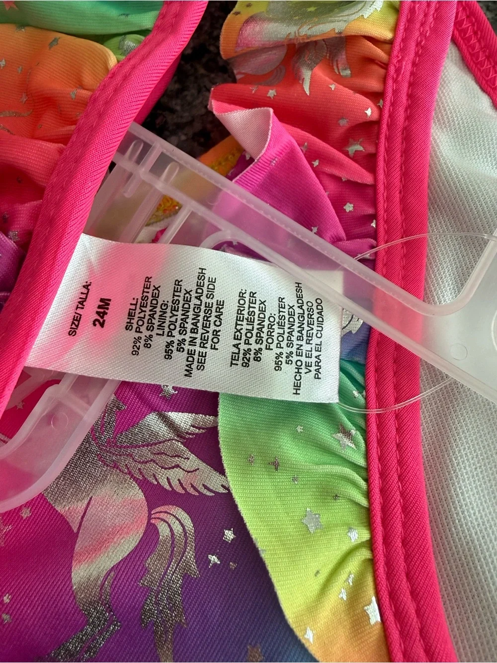 NWT Girls Rainbow Unicorn Ruffle Two-Piece Swimsuit - size 24M